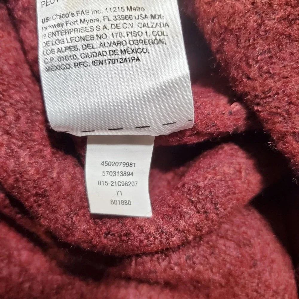 Chicos Sweater Womens Small Red Wool Blend Soft Cozy Warm Holiday Outfit Casual‎